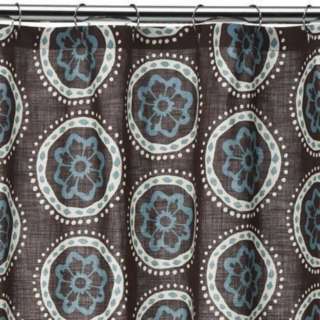   MEDALLION Boho Fabric Shower Curtain Towel Teal Blue Chocolate Brown