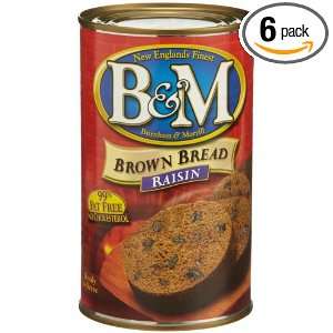 Brown Bread with Raisins, 16 Ounce Cans (Pack of 6)  