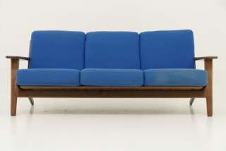 Hans Wegner for Getama 3 Seat Oak Danish Modern Sofa GE 290  