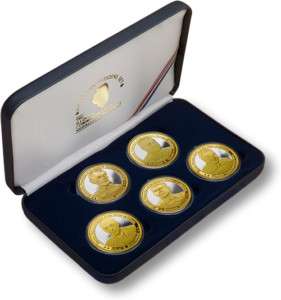 RONALD REAGAN GRANT LINCOLN 5 GOLD CHALLENGE COIN SET  