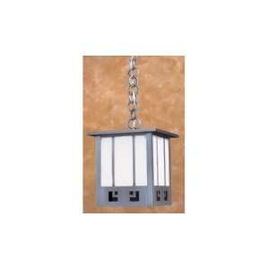   Hanging Lantern in Bronze with Blue White Opalescent Combination glass