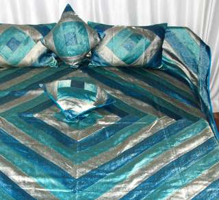 India Chenille Patch Silk QUEEN Bedspread   