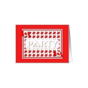  Canadian Leaves and Flag Canada Party Invitation Card 
