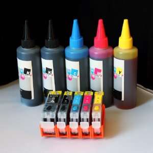 refill ink bottles(100ml per color, total 500ml) PGI 5 CLI 8 For Canon 
