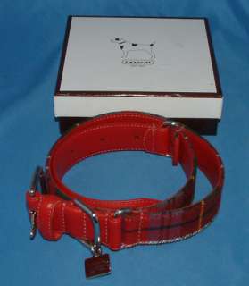 Coach Dog Collar NIB Red Tartan 22 26 inches Xtra Large Size  