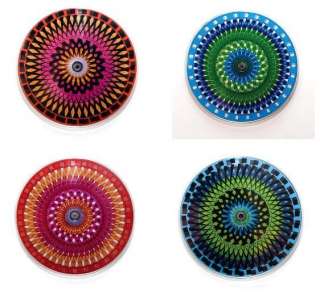 Moire Rotating Kaleidoscope Drink Coasters MULTI COLOR set 4 different 