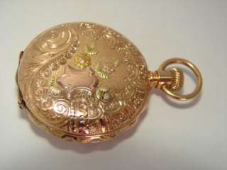   Multi Color Gold Waltham Hunting Case Pocket Watch Colored Dial  