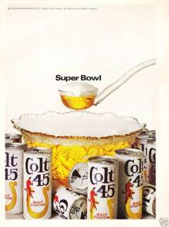 VINTAGE 1969 COLT 45 MALT LIQUOR~Super Bowl~Print Ad  