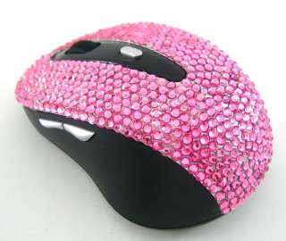 Wireless Pink Crystal USB Optical Computer Mouse  