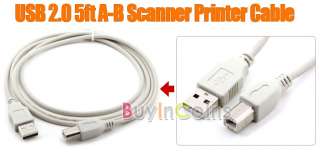 USB 2.0 A B Scanner Printer Cable for HP EPSON 5FT  