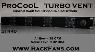 ProCooL TURBO VENT   (1U) Rack Mount Cooling Fan Panel  