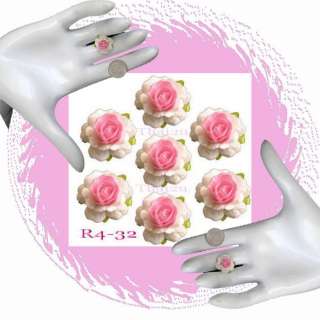 50 Pink White Embellishment Scrapbooking Flower ZR4 32  