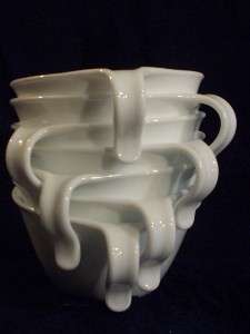   of 7 Corelle Coffee Cups White Hook Handles By Corning U. S. A.  