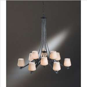   37.3 Twelve Light Chandelier Finish Brushed Steel, Shade Color Opal