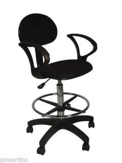 Black Counter Drafting Height  Office Chair Stool  w/ Arms ►