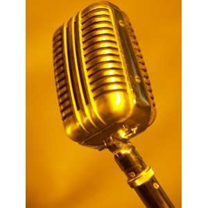  Antique Silver Microphone in Orange Light Photographic 