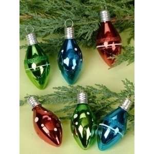   Blue & Green Christmas Light Bulb Glass Ornaments 3 