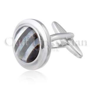 Onyx and MOP Striped Cufflink Cuff Links   GIFT BOXED  