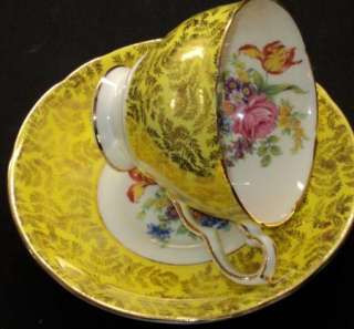 Royal Stafford LEMON POPSICLE Yellow GOLD CHINTZ Simply cup and saucer
