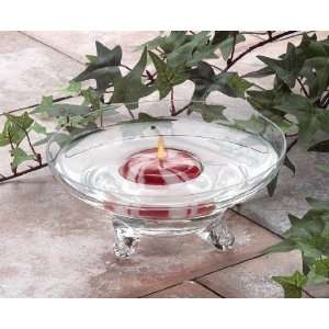   Clear Glass 3 Leg Decorative Floating Wax Candle Bowl 