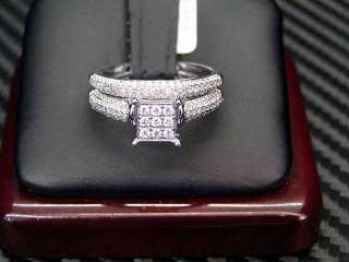 WOMENS WHITE DIAMOND WEDDING/ENGAGEMENT BRIDAL RING SET 14K WHITE GOLD 