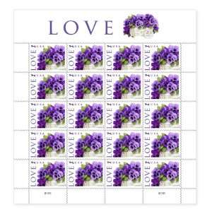    LOVE Pansies in a Basket Collectible Stamp Sheet 