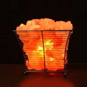   Square Basket Lamp Filled with Himalayan Crystal Salt with cord & bulb