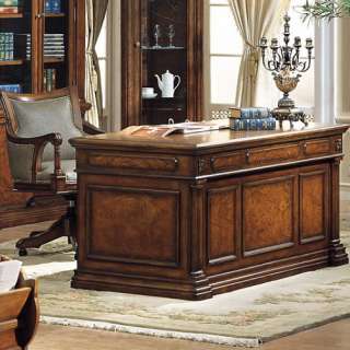 Antiqued Walnut Executive Office Desk   FREE S/H  