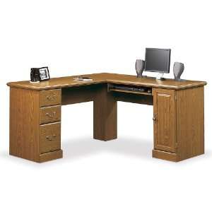   Hills Large Corner L Shape Wood Computer Desk in Oak