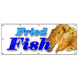  48x120 FRIED FISH BANNER SIGN fry fish deep seafood sea food 
