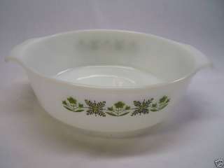 anchor hocking fire king casserole dish green floral  