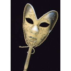 Venetian Mask Full Face Mardi Gras White & Silver Halloween Masquerade 