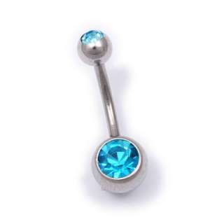   14G double eweled surgical steel piercing belly navel ring  