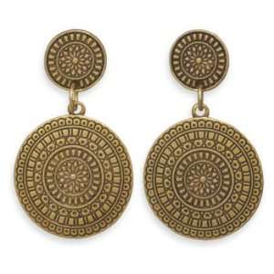 Oxidized Gold Tone Concho Style Fashion Earrings Jewelry