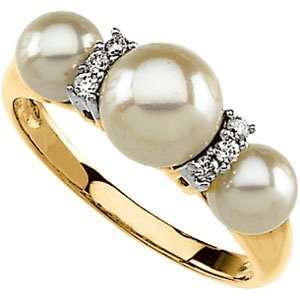   Gold Freshwater Cultured Pearl & Diamond Ring DivaDiamonds Jewelry