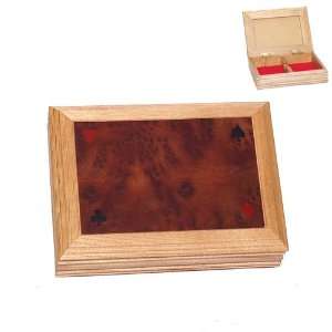  Decorative Wooden Playing Card Storage Box (2 Deck) Toys & Games