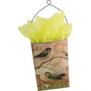  Pink with Green Birds Wall Pocket