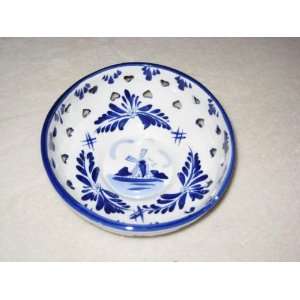  Hand Painted Porcelain Delft Windmill Scene Bowl w/ Hearts 