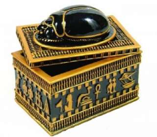 EGYPTIAN BLACK SCARAB TRINKET JEWELRY BOX   VERY NICE  
