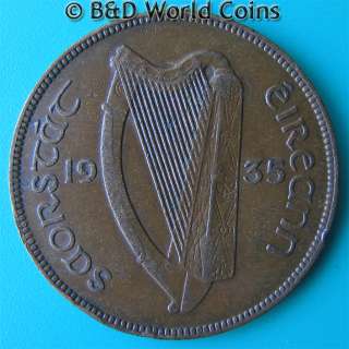 IRELAND IRISH 1935 1 PENNY 31mm BRONZE HEN WITH CHICKS  