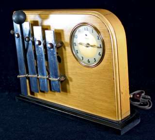 RARE ART DECO MACHINE AGE STREAMLINED ELECTRIC CLOCK AND DINNER GONG 