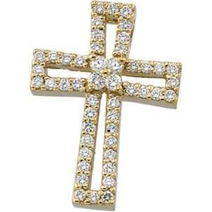  14K Yellow Gold .52 Ct Tw Diamond Cross Pendant Jewelry