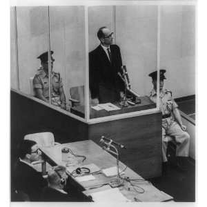  Adolf Eichmann,trial cross examination,booth,microphones 
