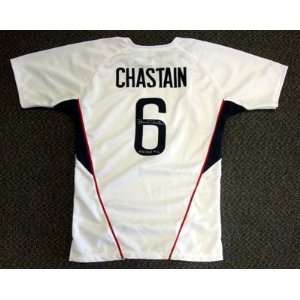 Brandi Chastain Autographed/Hand Signed White USA Jersey USA Gold 96 