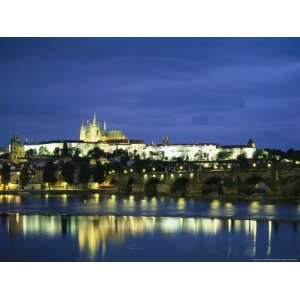 An Evening View of the Charles Bridge and Prague Castle Photographic 