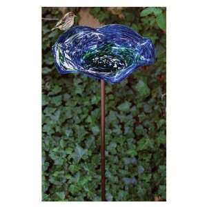 ECHO VALLEY Blue Swirl Illuminarie Birdbath With KD Stand Sold in 