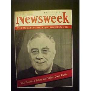 Franklin D. Roosevelt July 22, 1940 Newsweek Magazine Professionally 