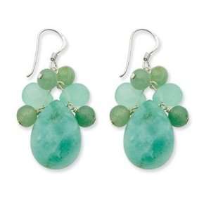   Sterling Silver Green Agate/ite/Jade Earrings QE2380 Jewelry