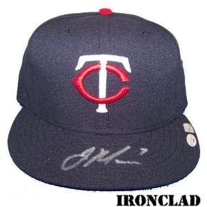 Joe Mauer Autographed Home Minnesota Twins Cap w/ #7 Insc.   MLB 