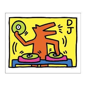 Keith Haring DJ Dog (Orange) Poster